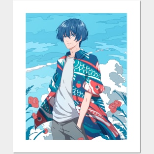 The anime boyand the blue sky Posters and Art